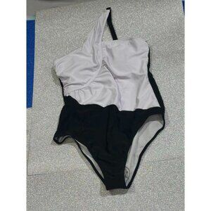 Chic One-Shoulder Swimsuit - Black & White